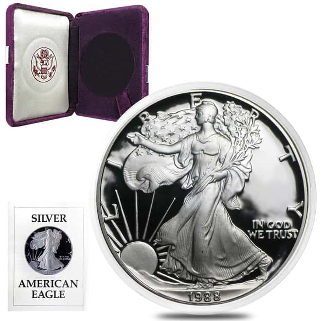1988-S 1 oz Proof Silver American Eagle (w/Box & COA)