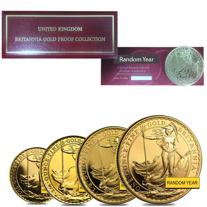 1.85 oz Gold Britannia 4-Coin Proof Set (Random Year, w/Box & COA)
