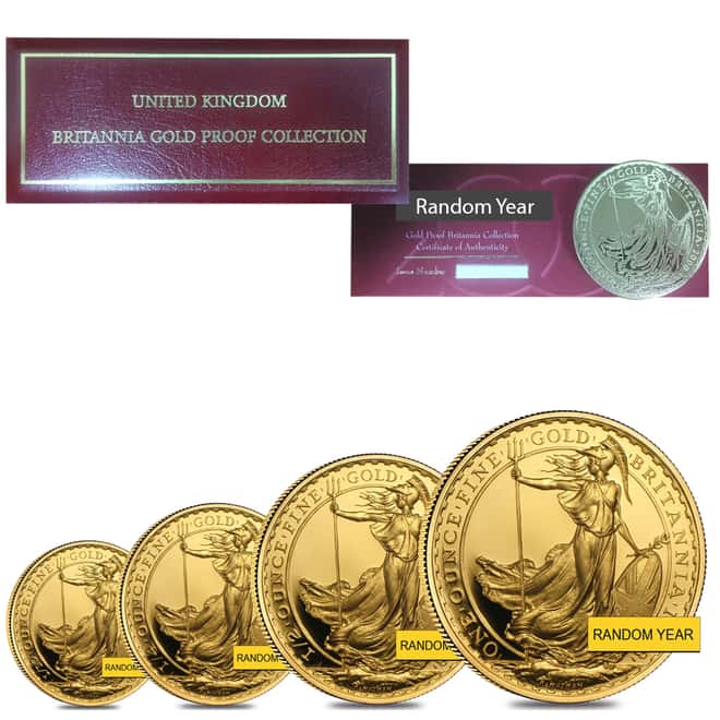 1.85 oz Gold Britannia 4-Coin Proof Set (Random Year, w/Box & COA)
