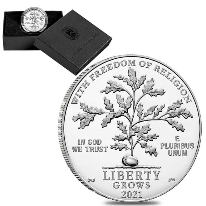 2021-W 1 oz Proof Platinum Freedom of Religion First Amendment Coin (w/Box & COA)