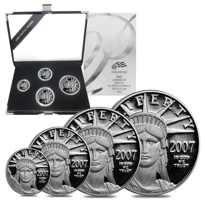 2007-W Platinum 1.85 oz Proof American Eagle 4-coin set (W/Box & COA)