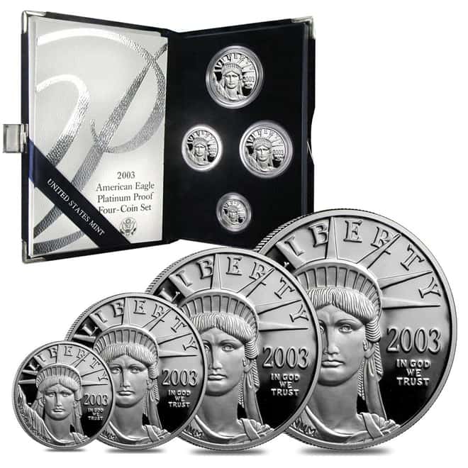 2003-W Platinum 1.85 oz Proof American Eagle 4-coin set (W/Box & COA)