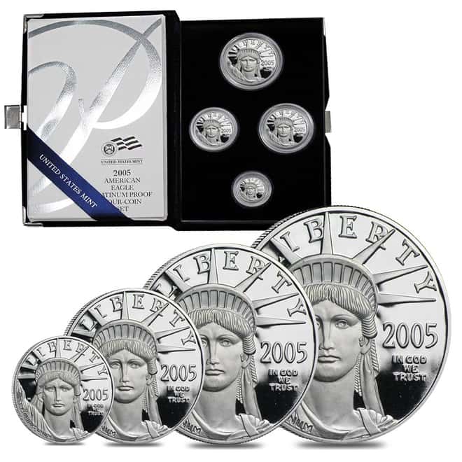 2005-W Platinum 1.85 oz Proof American Eagle 4-coin set (W/Box & COA)