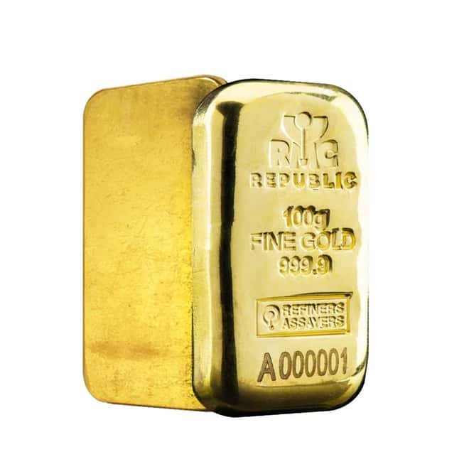 100 gram Republic Metals (RMC) Gold Bar .9999 Fine Serial # A000001 (w/Assay)