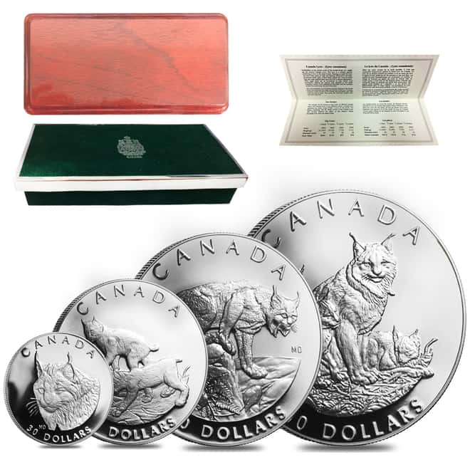 1995 Canada Proof Platinum Lynx 1.85 oz .9995 Fine 4-Coin Set (w/Box & COA)