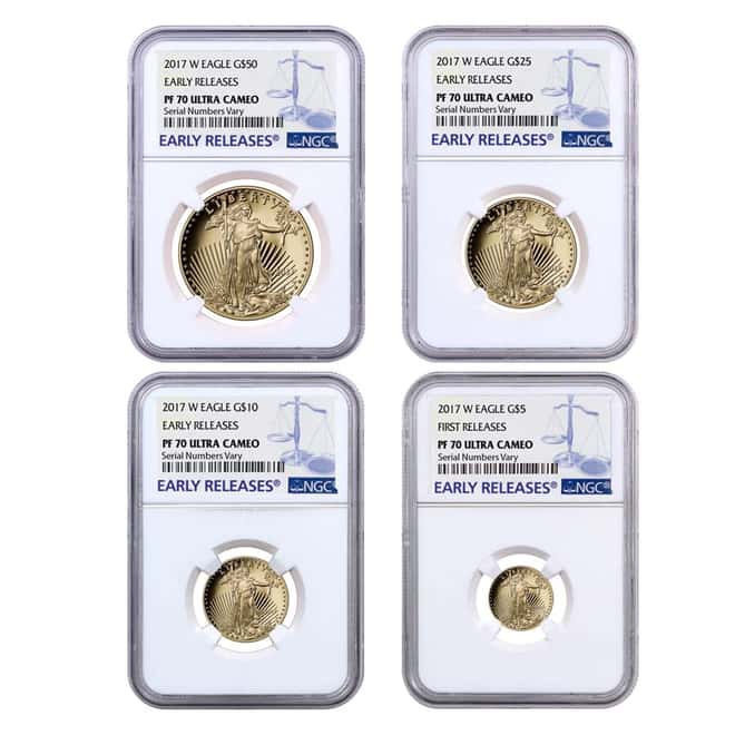 2017-W 1.85 oz Proof Gold American Eagle 4-Coin Set NGC PF 70 Early Releases