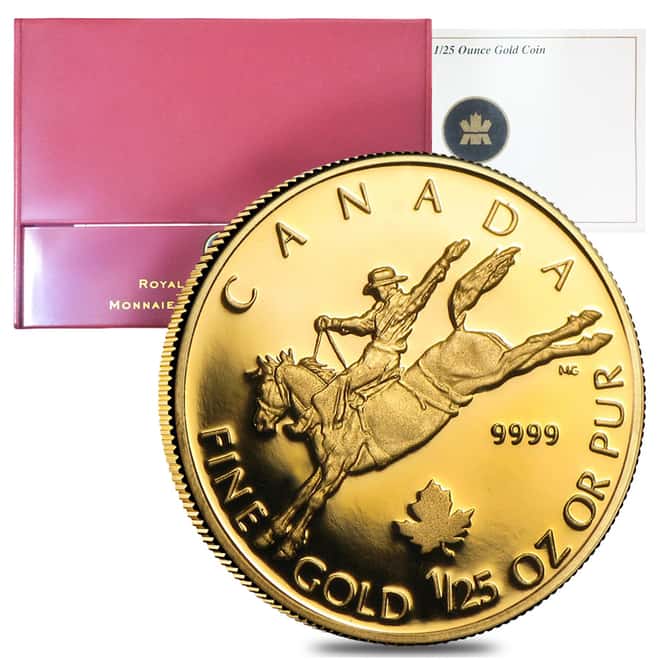 2006 1/25 oz Gold Canadian Cowboy 50 Cents Proof Coin .9999 Fine (w/Box & COA)
