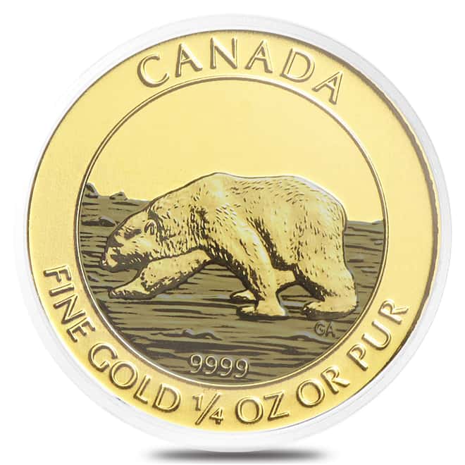 2013 1/4 oz $10 Canadian Proof Gold Polar Bear .9999 Fine (In Cap)