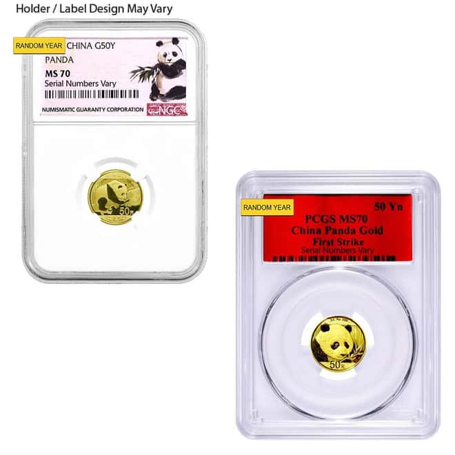 3 Gram Chinese Gold Panda NGC / PCGS MS 70 (Random Year)