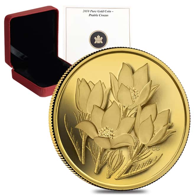 2010 Canada 1.125 oz $350 Prairie Crocus Proof Gold Coin .99999 Fine (w/Box & COA)