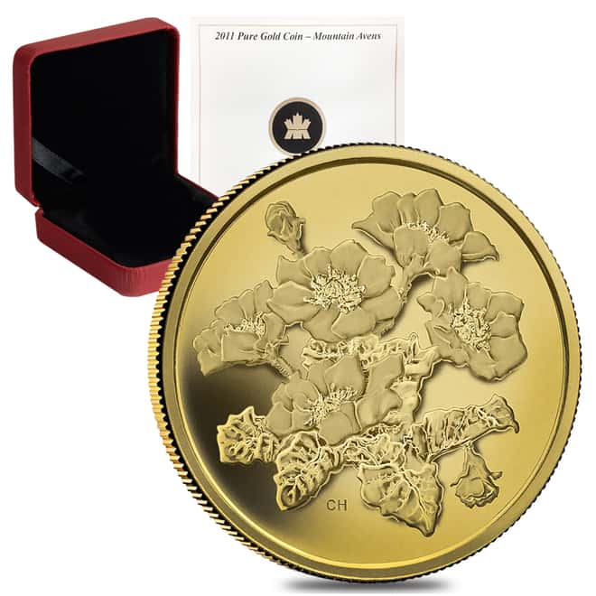 2011 Canada 1.125 oz $350 Mountain Avens Proof Gold Coin .99999 Fine (w/Box & COA)