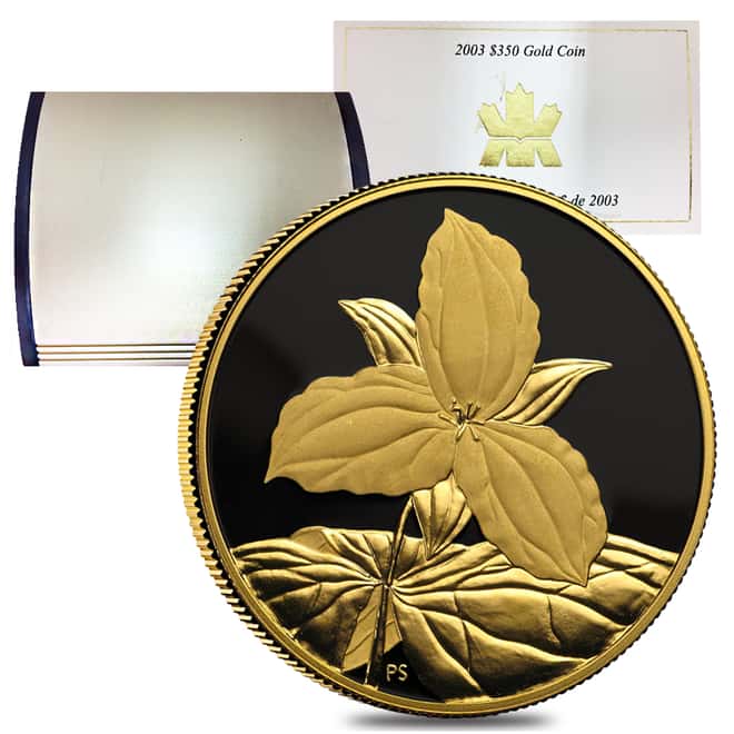 2003 Canada 1.22 oz $350 White Trillium Proof Gold Coin .99999 Fine (w/Box & COA)