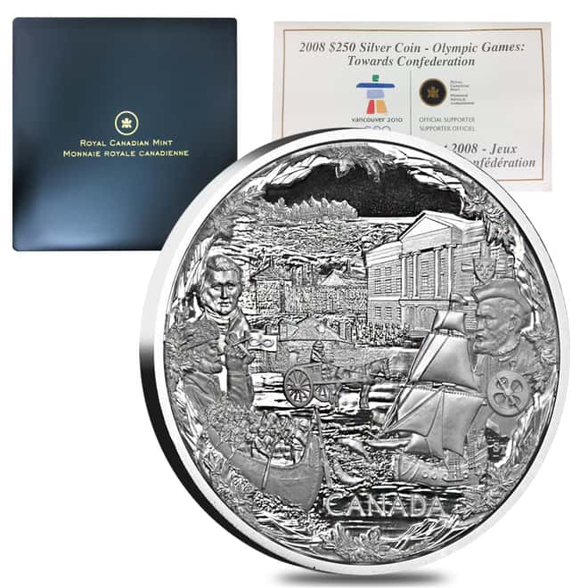 2008 Canada 1 Kilo Proof Silver $250 Olympic Games Towards Confederation (w/Box & COA) 