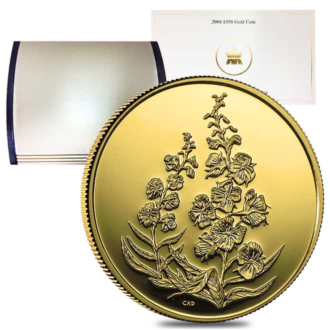 2004 Canada 1.125 oz $350 Fireweed Proof Gold Coin .99999 Fine (w/Box & COA)