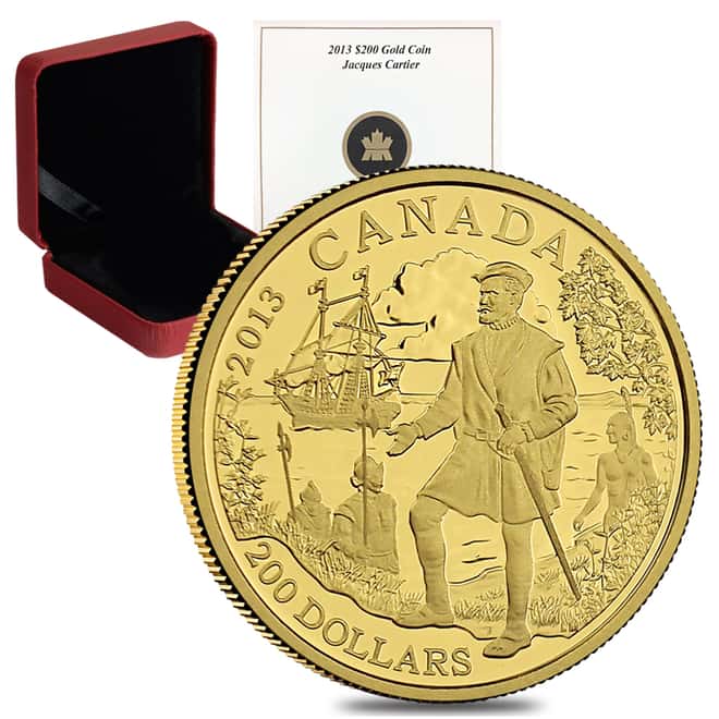 2013 1/2 oz $200 Canadian Jacques Cartier Proof Gold Coin .9999 Fine (w/Box & COA) 