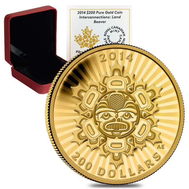 2014 1/2 oz $200 Canadian Interconnections Land Beaver Proof Gold Coin .9999 Fine (w/Box & COA) 