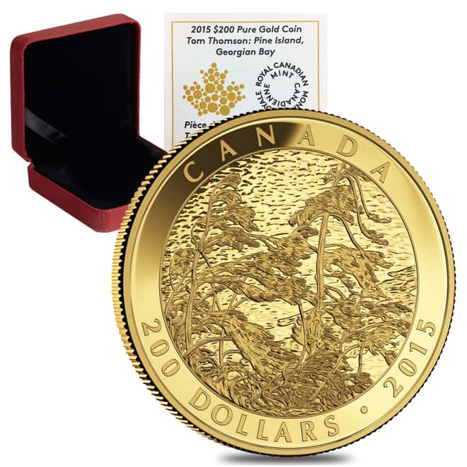2015 1 oz $200 Canadian Tom Thomson: Pine Island Proof Gold Coin .9999 Fine (w/Box & COA)
