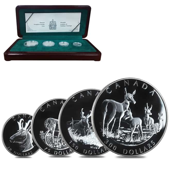 2000 Canada 1.85 oz Proof Platinum Pronghorn Antelope .9995 Fine 4-Coin Set (w/Box & COA)