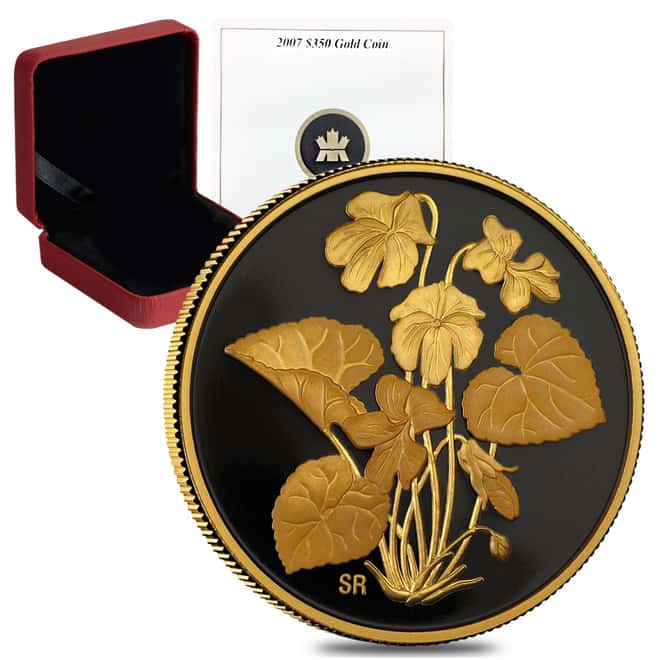 2007 Canada 1.125 oz $350 Purple Violet Proof Gold Coin .99999 Fine (w/Box & COA)