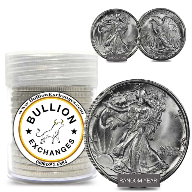 $10 Face Value Walking Liberty Half Dollars AU 90% Silver 20-Coin Roll