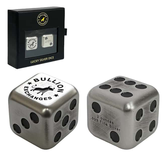 2 x 2 oz Pair of Lucky Silver Dice Bullion Exchanges .999 Fine