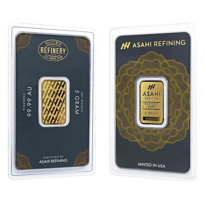 5 Gram Asahi Gold Bar .9999 Fine (in Assay)