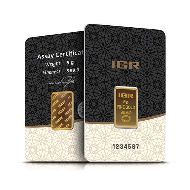5 Gram Istanbul Gold Refinery (IGR) Bar .9999 Fine (in Assay)