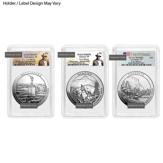 5 oz Silver America the Beautiful ATB PCGS MS 69 PL (Random Year)