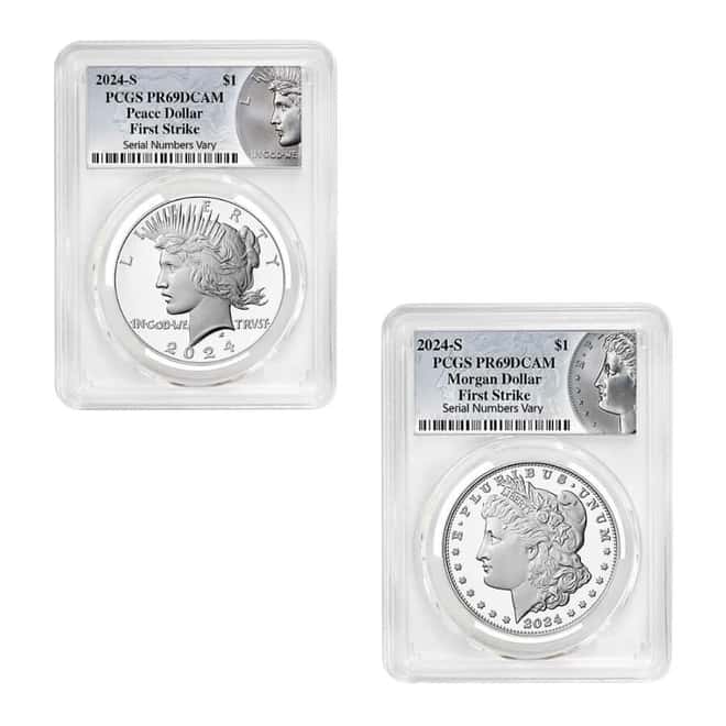 2024-S Morgan and Peace Silver Dollar Proof 2-Coin Set PCGS PF 69 FS (Morgan/Peace)