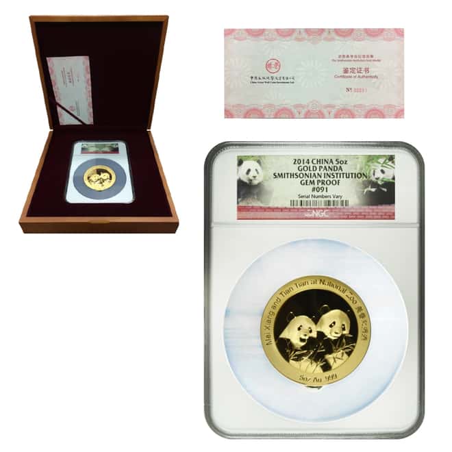 2014 5 oz China Smithsonian Proof Gold Panda Medal NGC Gem Proof (w/Box & COA) 