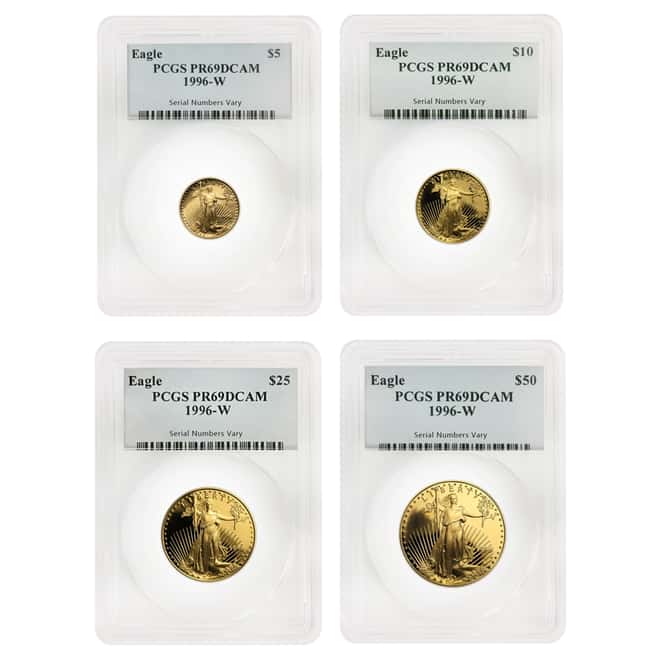 1996 W 1.85 oz Proof Gold American Eagle 4-coin Set PCGS PF 69 DCAM