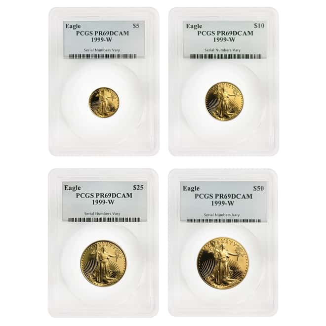 1999 W 1.85 oz Proof Gold American Eagle 4-coin Set PCGS PF 69 DCAM