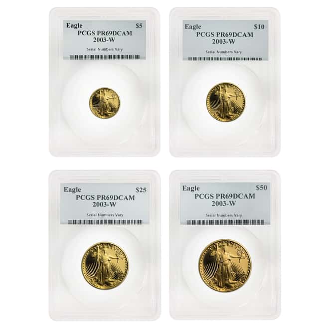 2003 W 1.85 oz Proof Gold American Eagle 4-coin Set PCGS PF 69 DCAM