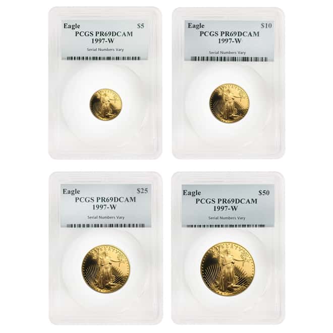 1997 W 1.85 oz Proof Gold American Eagle 4-coin Set PCGS PF 69 DCAM