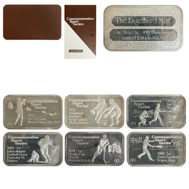 6 oz Silver Engelhard Commem Sport Series 6-Bar Set (w/Box)