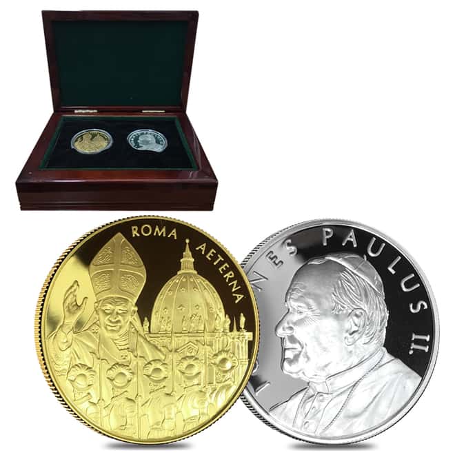 2005 Gold & Silver Knights of Malta Pope John Paul II Proof 2-Coin Set (w/Box)