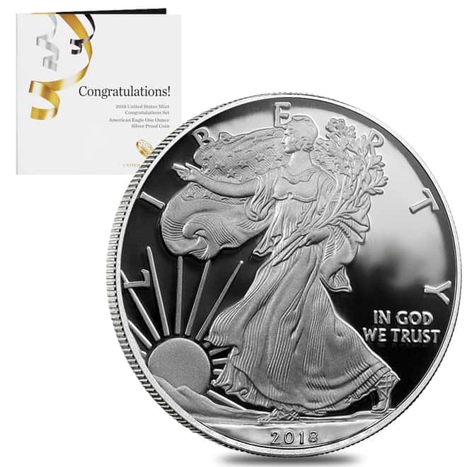 2018-W 1 oz Proof Silver American Eagle Congratulations Set
