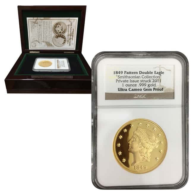 1 oz Gold 1849 Pattern Double Eagle Smithsonian Collection (2011) NGC Gem Proof UCAM (w/Box & COA)