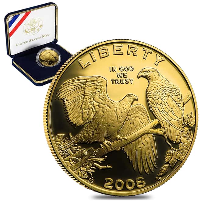 2008 W Gold $5 Commemorative Bald Eagle BU (W/Box & COA)