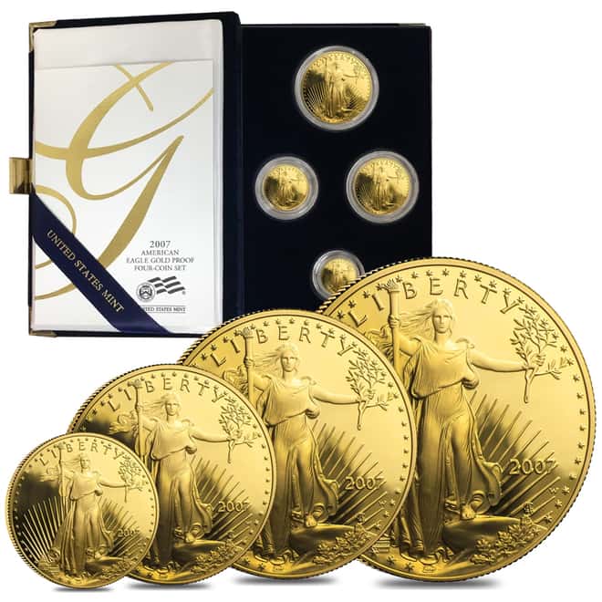 2007 W Gold 1.85 oz Proof American Eagle 4-Coin Set (W/Box & COA)