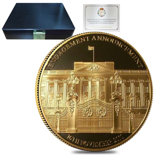 2010 4.58 oz AGW Westminster Proof Gold Medal The Royal Engagement William and Kate (w/Box & COA)