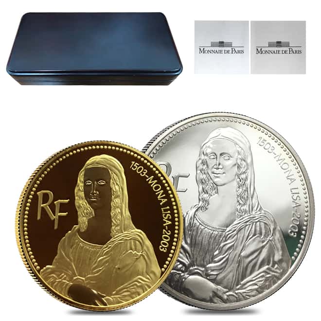2003 France Gold 20 Euro & Silver 1.5 Euro Mona Lisa Proof 2-Coin Set (w/Box & COA)