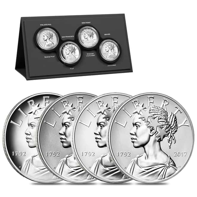 2017 American Liberty 225th Anniversary Silver 4 Four-Medal Set (w/Box and COA) - P/S/W/D US Mint
