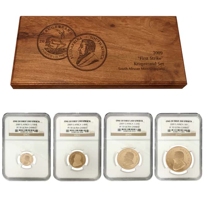 2009 1.85 oz Proof Gold South African Krugerrand 4-Coin Set NGC PF 70 UCAM First Struck (w/Box & COA)