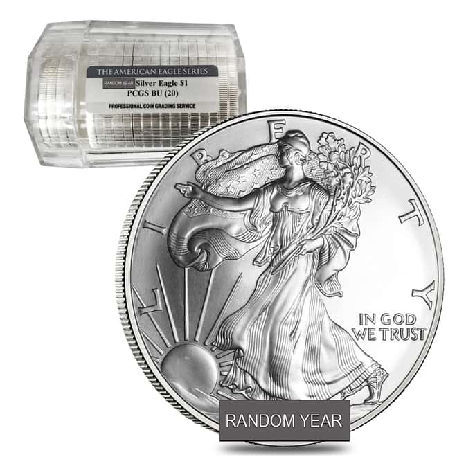 Roll of 20 - 1 oz Silver American Eagle $1 Coin NGC/PCGS BU (Sealed Tube, Random Year)