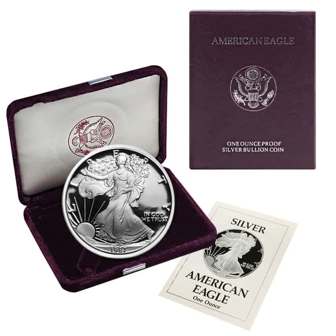 1987-S 1 oz Proof Silver American Eagle (w/Box & COA)
