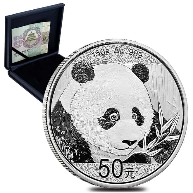2018 150 gram Chinese Silver Panda 50 Yuan .999 Fine Proof (w/Box & COA)