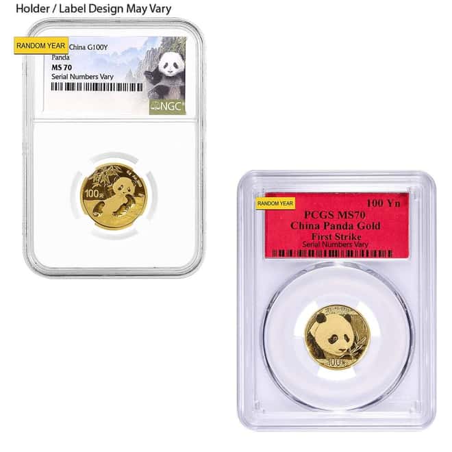 8 Gram Chinese Gold Panda NGC / PCGS MS 70 (Random Year)