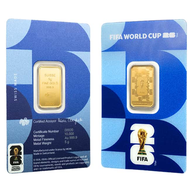 5 Gram PAMP Suisse FIFA World Cup 26™ Gold Bar .9999 (in Assay)