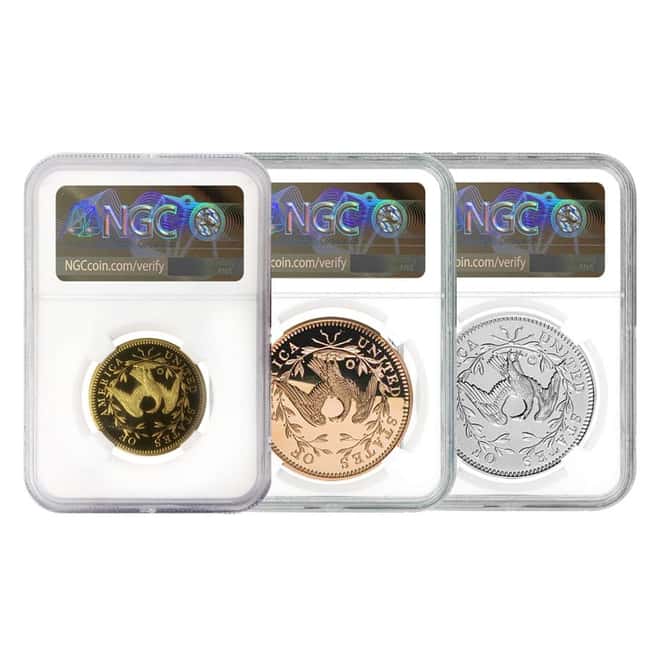 1794-2019 Smithsonian America's First Silver Dollar 3-Medal Set NGC PF 70